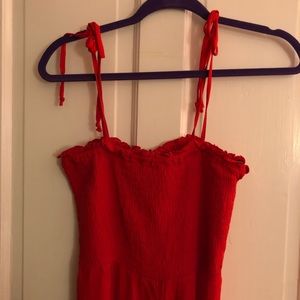 RED STRAP JUMPSUIT